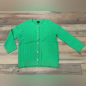 Talbots Green Cable Knit Cardigan Medium Petite